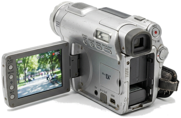 a silver camcorder